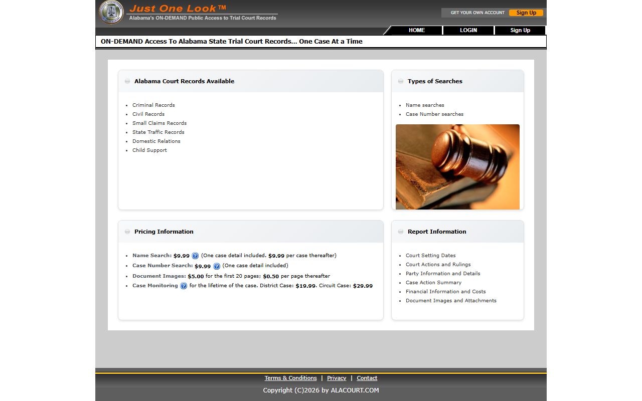 Talladega County court records Alacourt ACCESS charge lookup