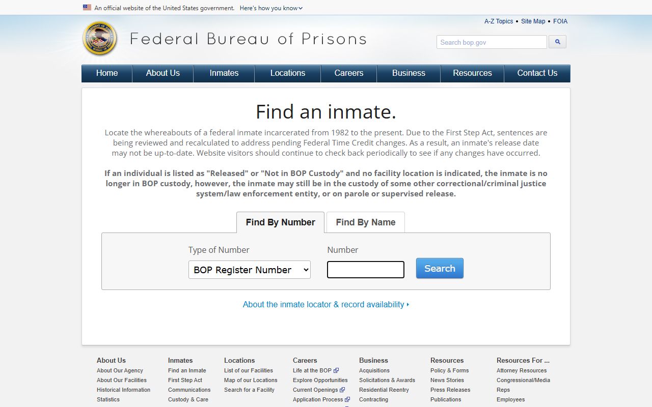 BOP inmate locator search for FCI Talladega inmates